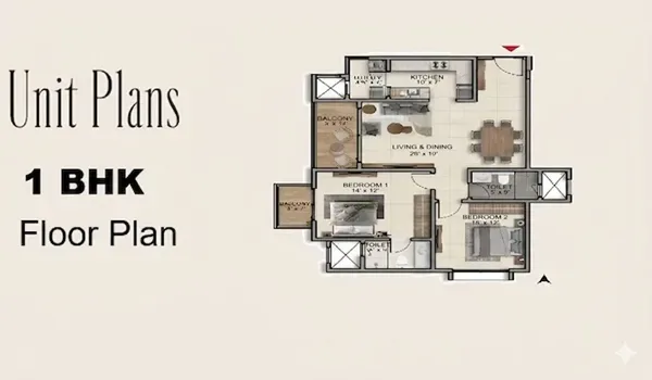 Featured Image of Prestige KIADB 1 BHK Floor Plan