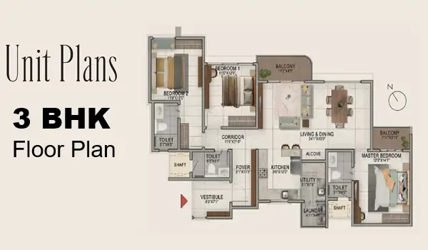 Featured Image of Prestige KIADB 3 BHK Floor Plan