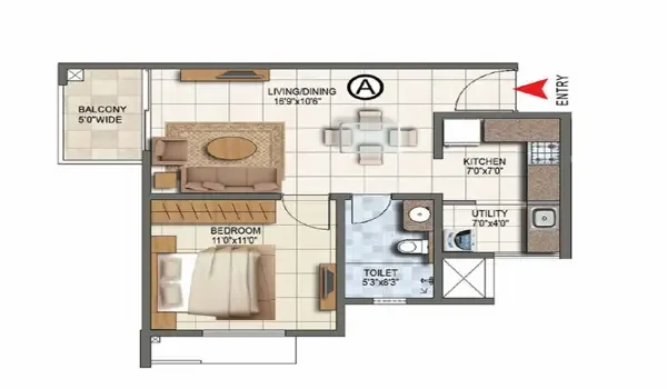 Featured Image of Prestige Kiadb 1 Bhk Floor Plan