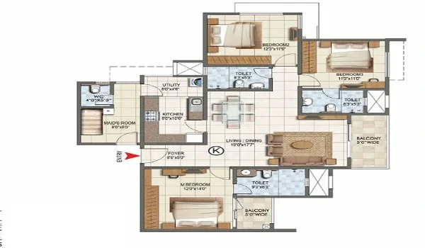 Featured Image of Prestige Kiadb 3 Bhk Floor Plan